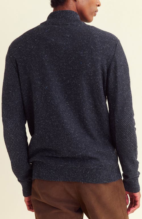 Billy Reid Bird's Eye Half Zip Sweater In Carbon Blue Melange
