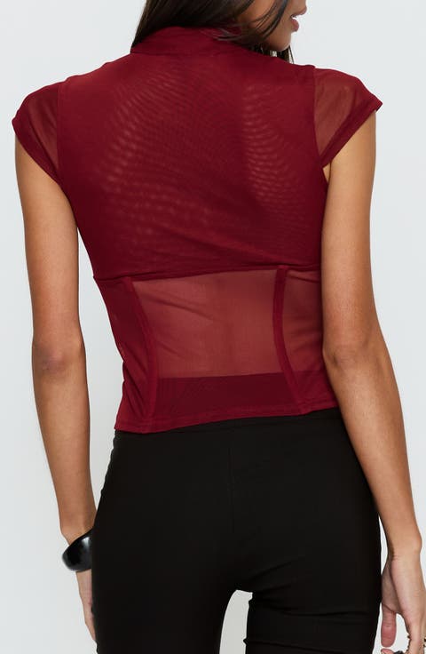 Anistasia Mesh Keyhole Corset Top with Scarf
