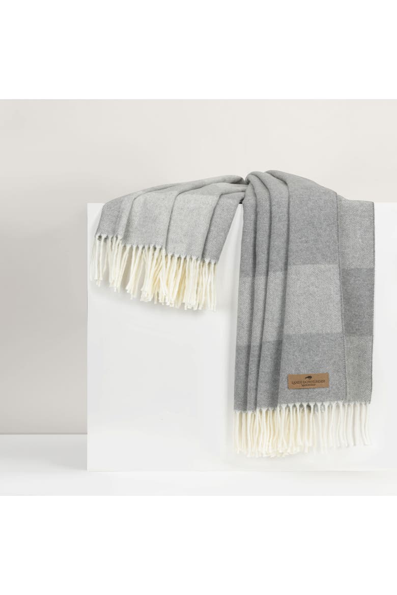 Hampton Plaid Herringbone Throw, Main, color, Pebble