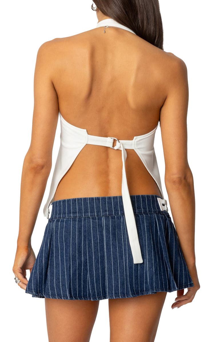 EDIKTED Yazi Open Back Halter Top, Alternate, color, Cream