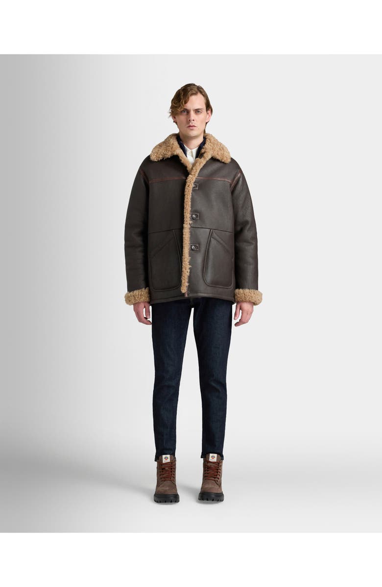 Bally Coat in And Shearling, Alternate, color, Brown