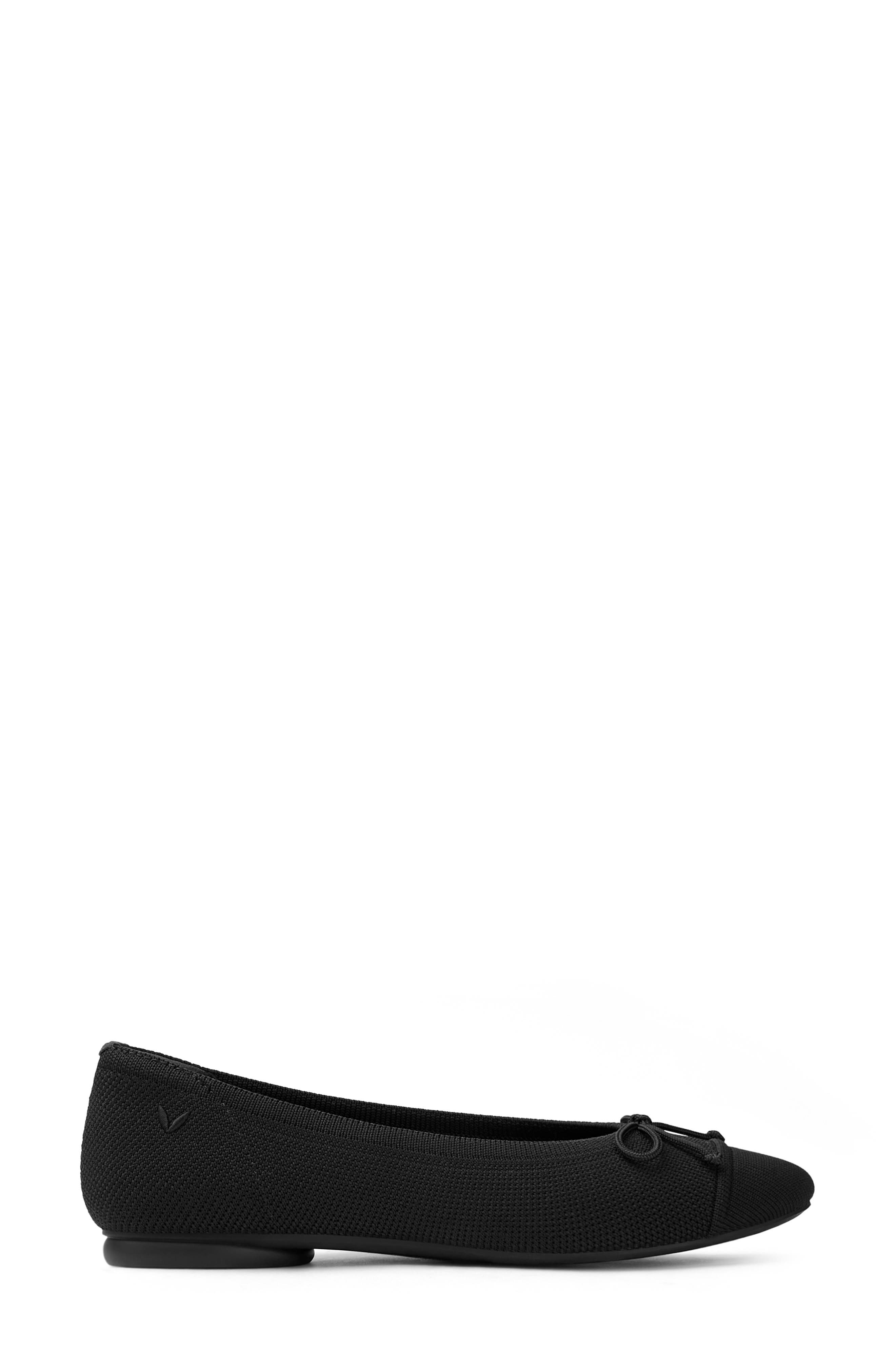 Tiana Almond-Toe Bow Flats, Alternate, color, BLACK