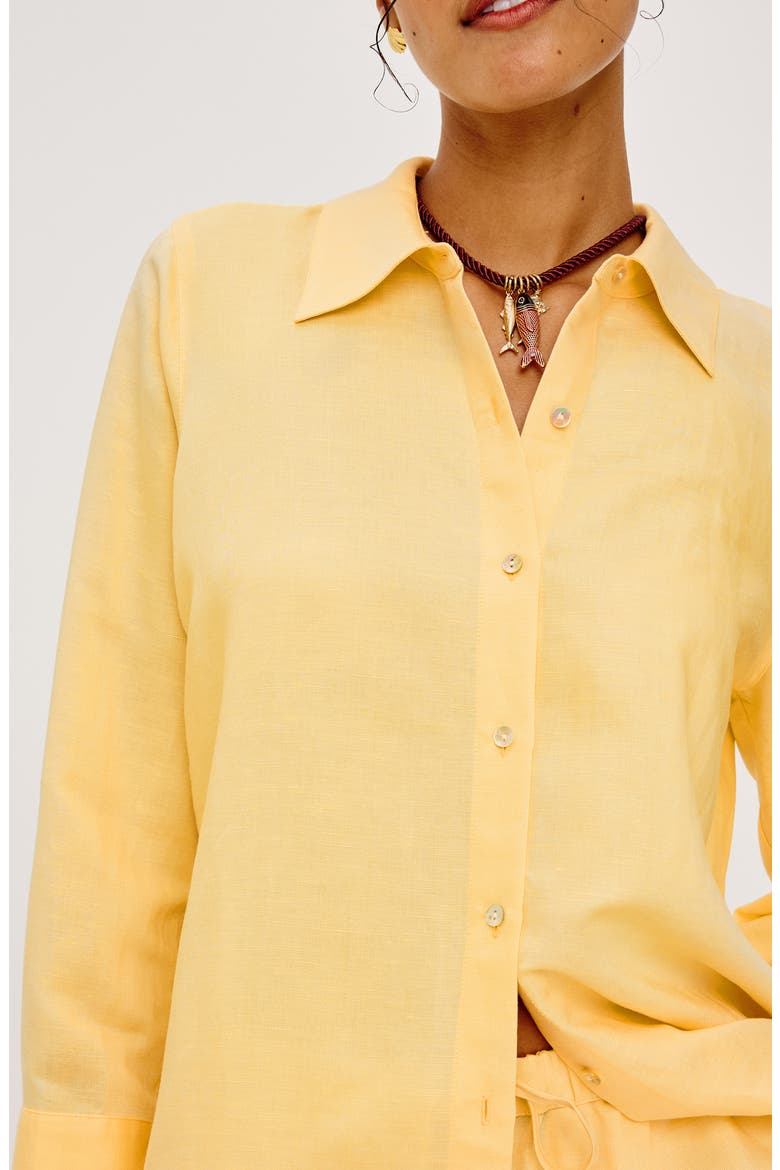 Knox Linen Blend Button-Up Shirt, Alternate, color, SUNSHINE