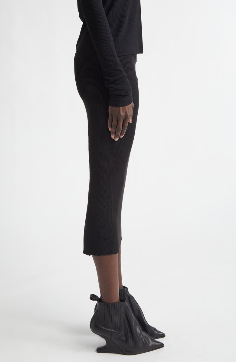 Rick Owens Rib Virgin Wool Blend Skirt, Alternate, color, Black