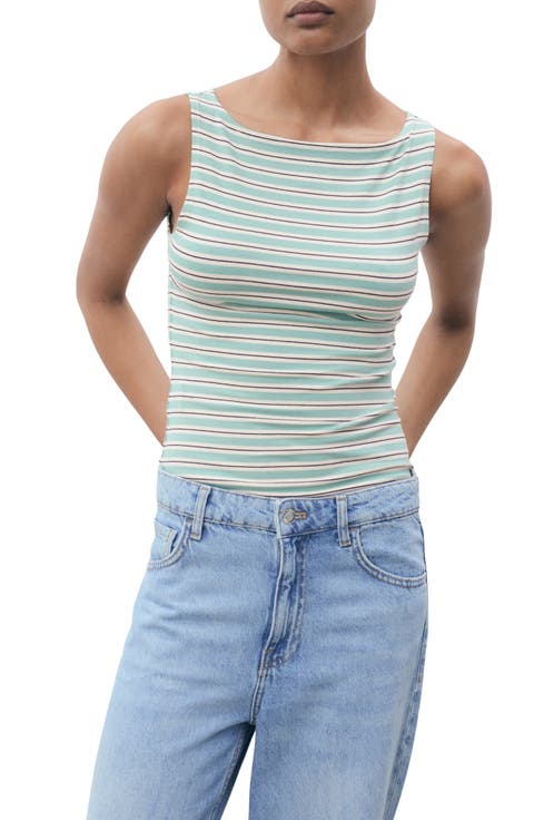 Stripe Boat Neck Tank Top