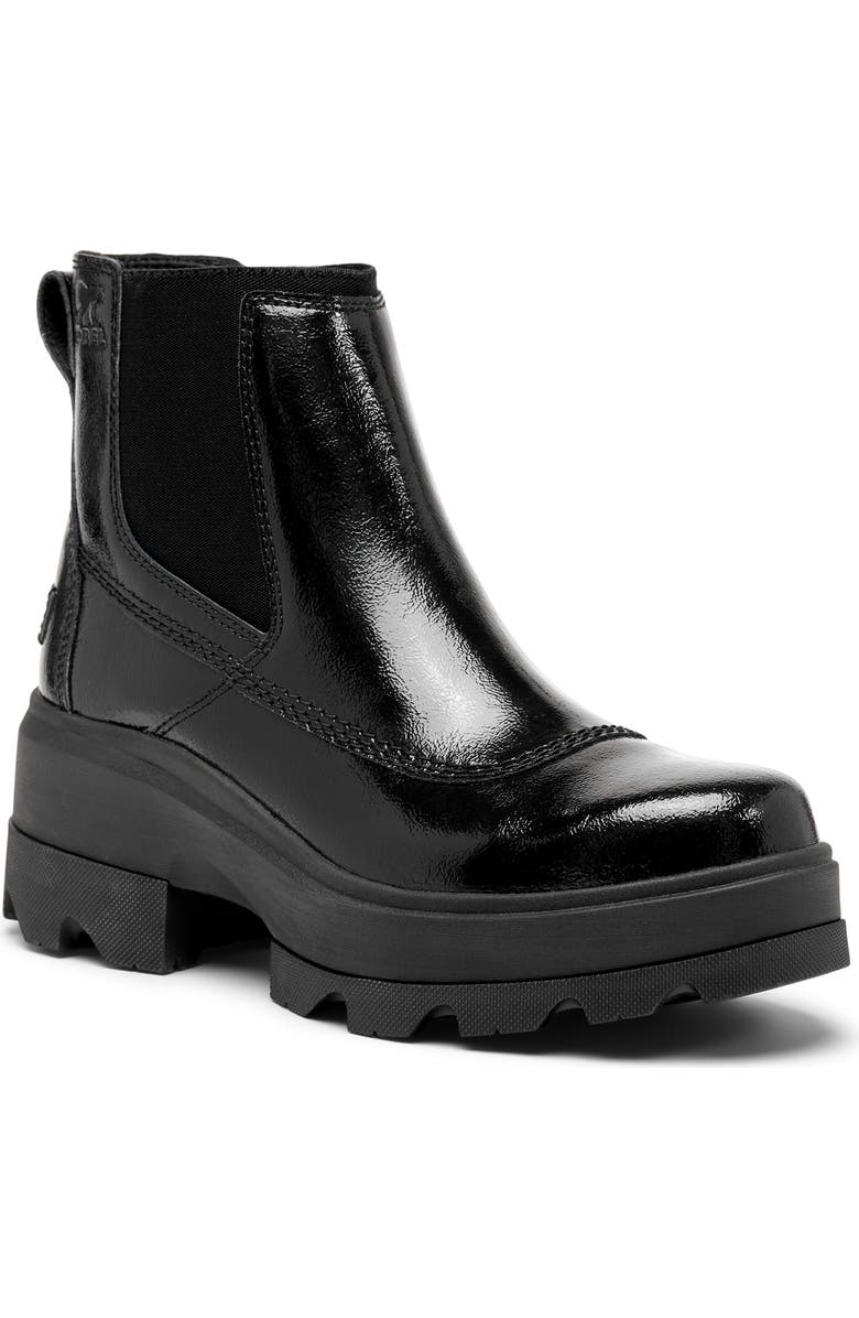 SOREL Joan FRWD Waterproof Chelsea Boot, Main, color, Black/ Black