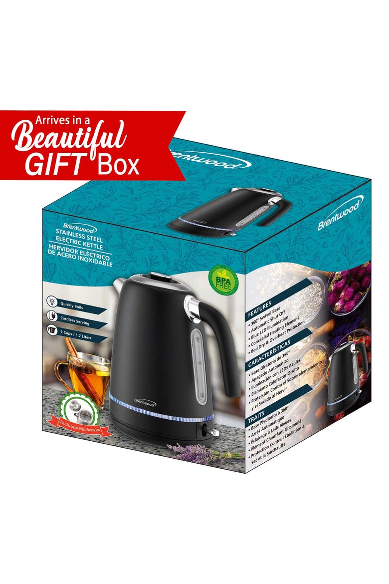1.7L 1500W Cordless Electric Stainless Steel Kettle, Alternate, color, Silver