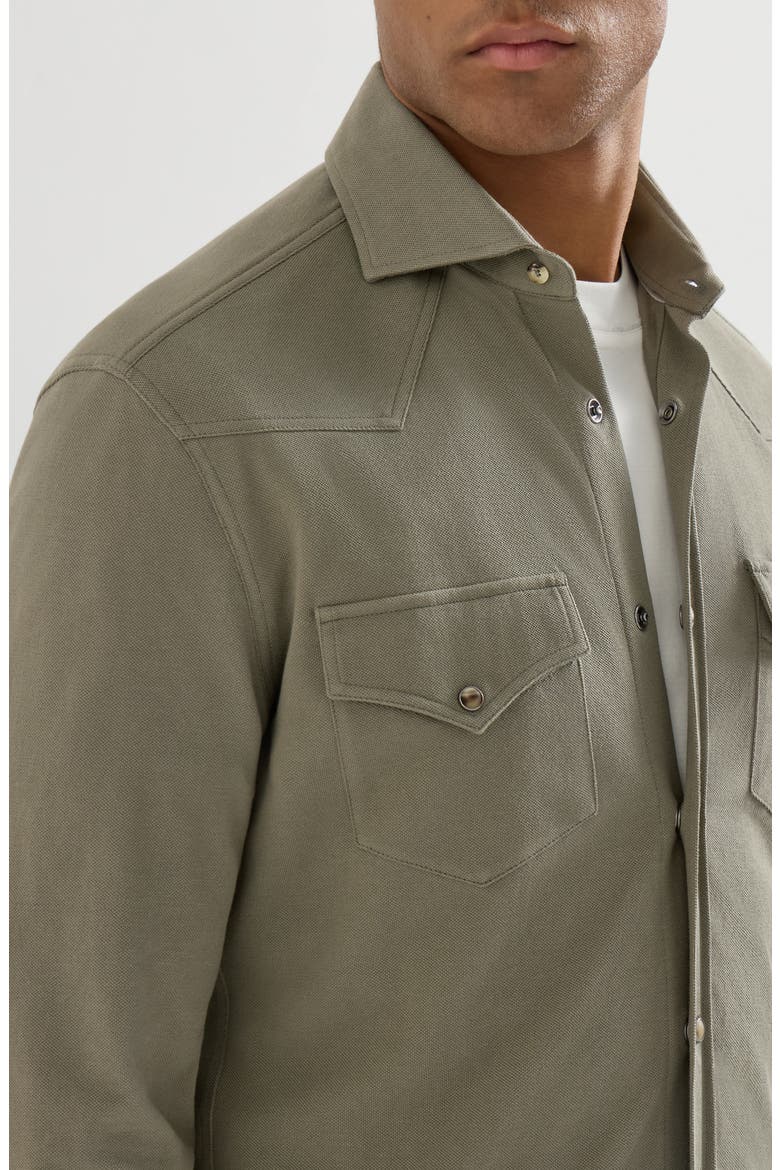 Cotton piqué Western shirt, Alternate, color, Military