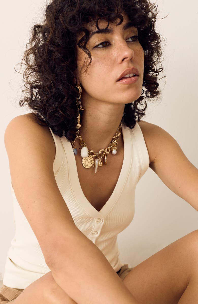 PER UNA BY M&S Henley Sleeveless Top, Alternate, color, Ecru Brown