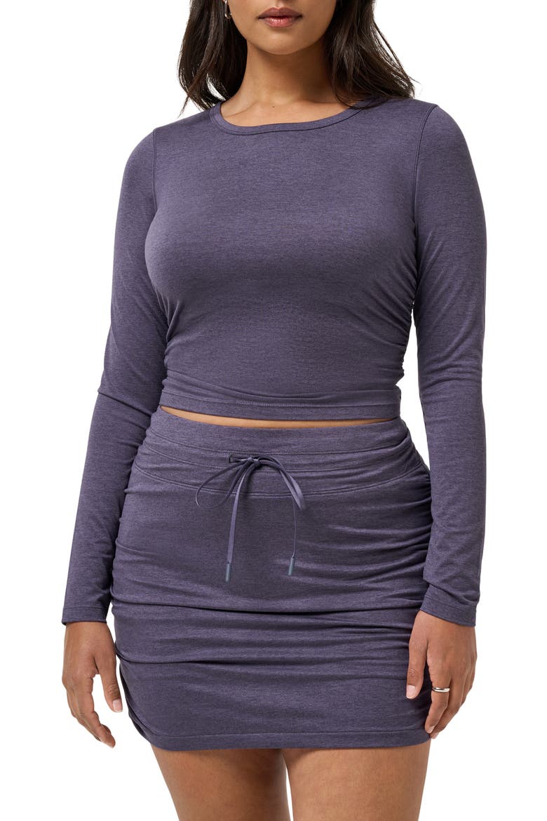 Skyline Ruched Jersey Long Sleeve T-Shirt, Alternate, color, HEATHER GRAYSTONE