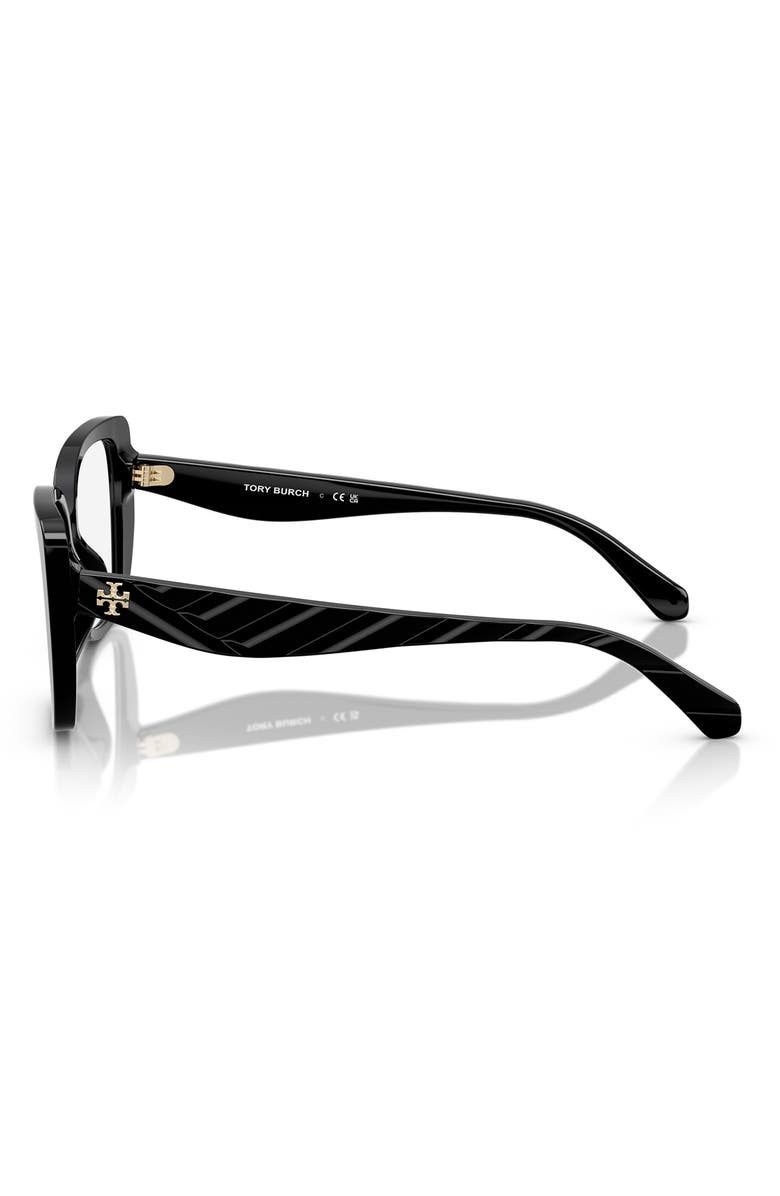 Tory Burch 53mm Square Optical Glasses, Alternate, color, Black