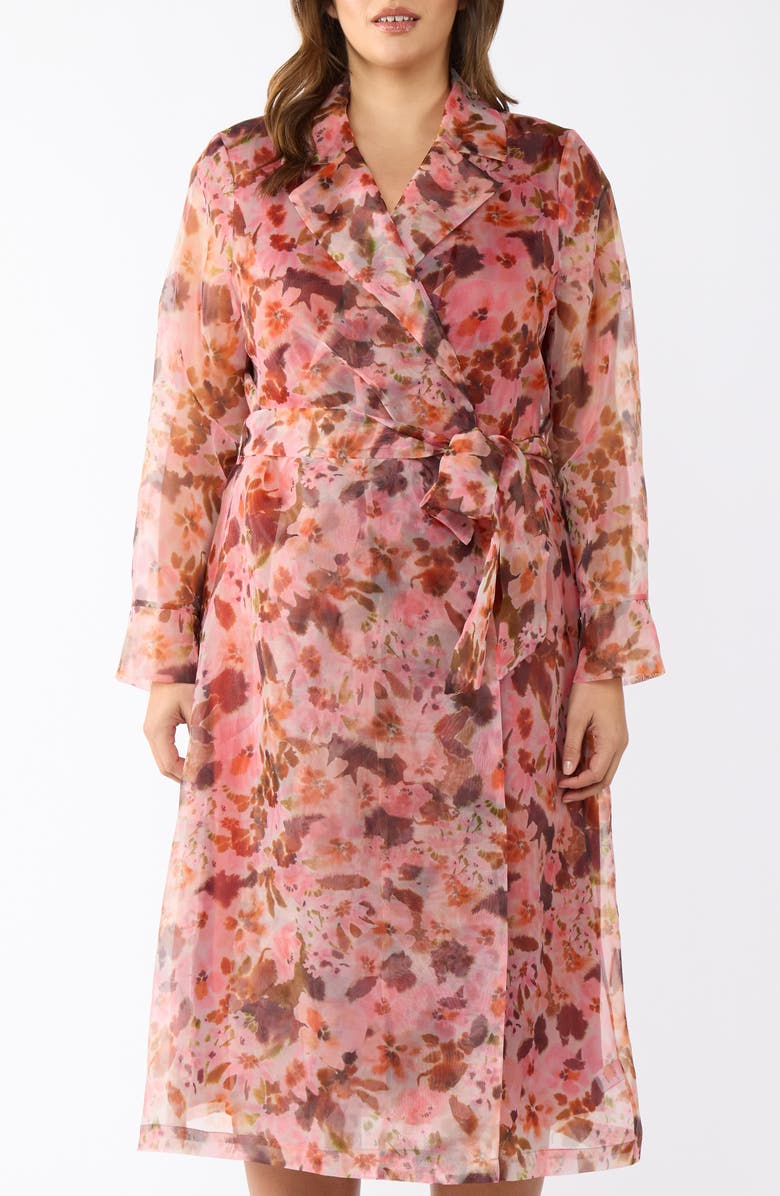 Estelle Atreides Floral Print Chiffon Trench Coat, Main, color, Print