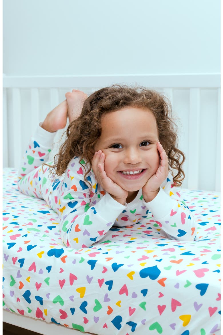Organic Fitted Crib Sheet, Alternate, color, PURPLE/ PINK