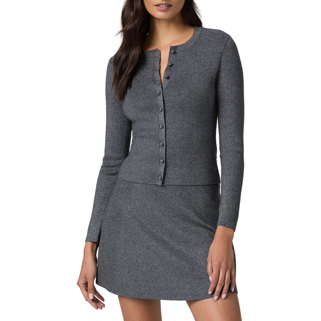 Paige Womens Anzu Round-neck Knitted Cardigan Dark Grey Multi Sparkle In Gray