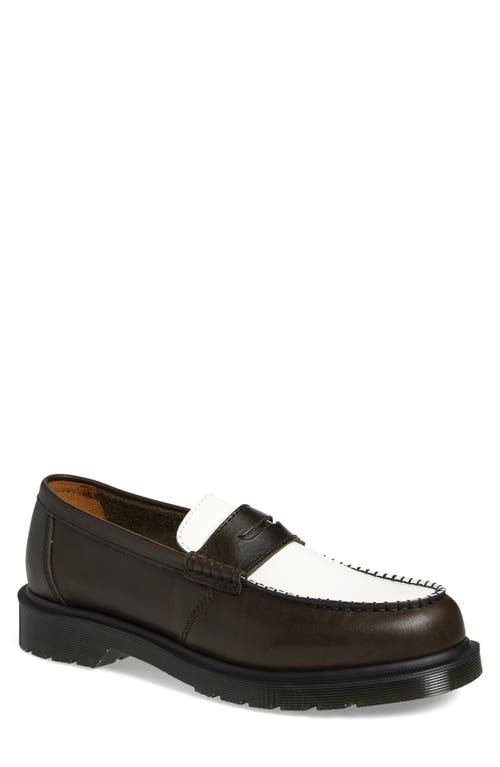 Dr. Martens' Dr. Martens Penton Two-tone Penny Loafer In Olive And White Classic Calf