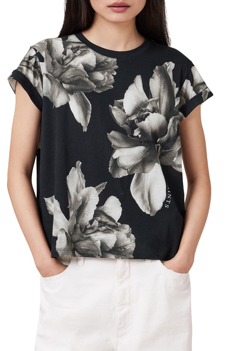 AllSaints Anna Floral Cotton Graphic T-Shirt, Main, color, 
