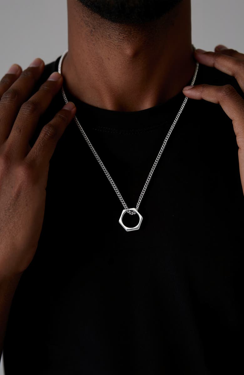 Ettika Men's Hexagon Necklace, Alternate, color, Silver