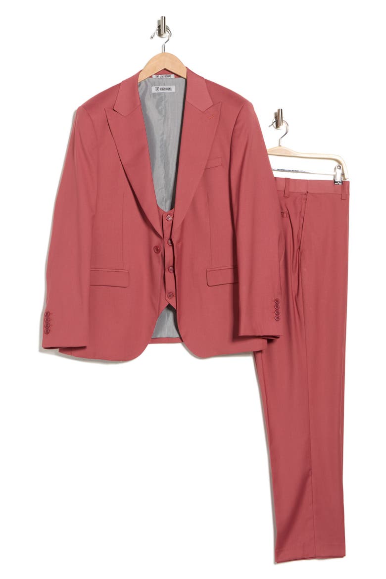 Stretch 3-Piece Suit, Alternate, color, CORAL