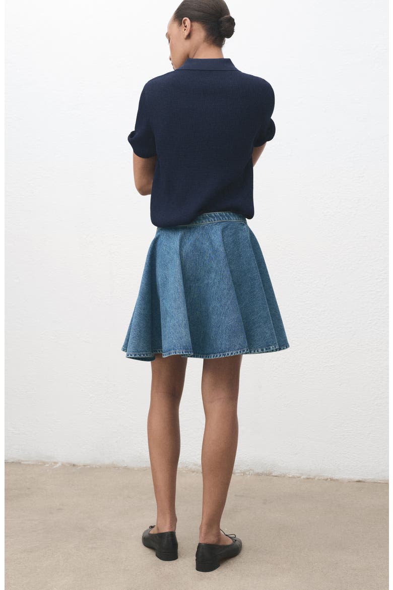 Pleated Denim Skirt, Alternate, color, MEDIUM BLUE