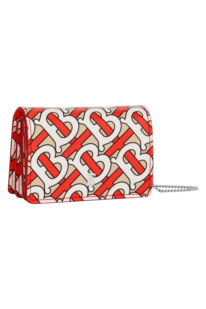 Jessie TB Monogram Print Card Case, Alternate, color, VERMILLION