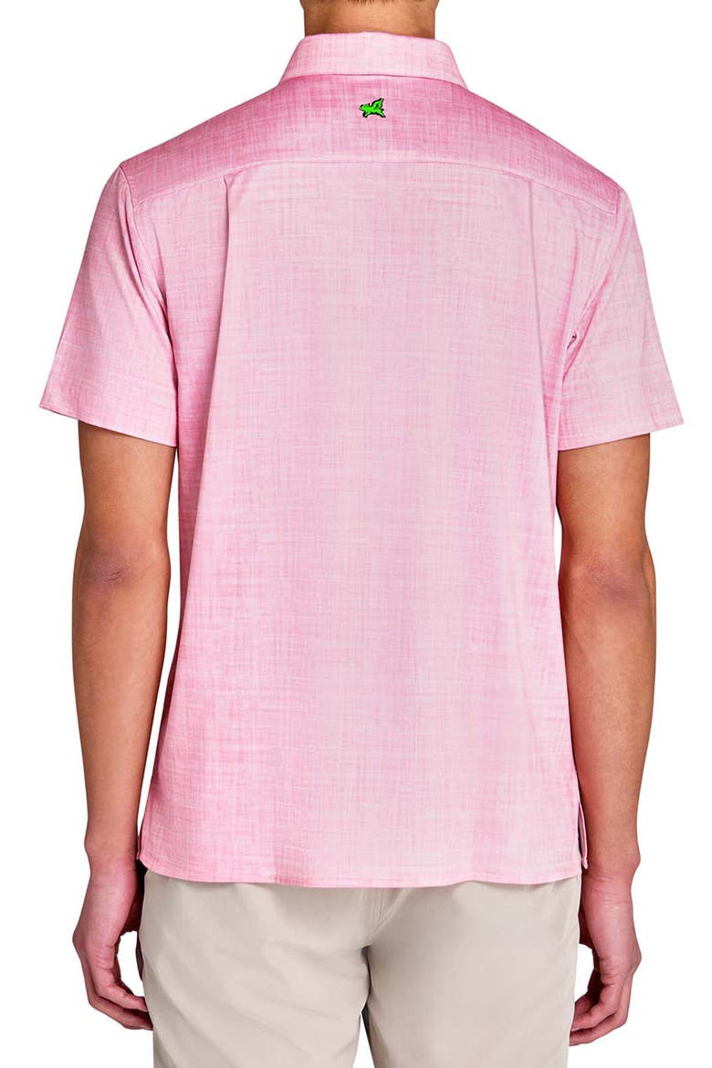 Regular Fit Chambray Recycled Performance Golf Button-Down Shirt, Alternate, color, CORAL
