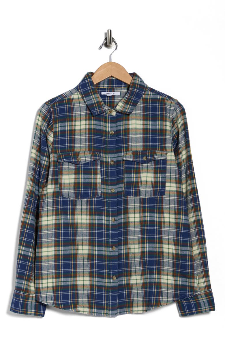O'Neill Nash Plaid Flannel Button-Up Shirt, Main, color, Slate