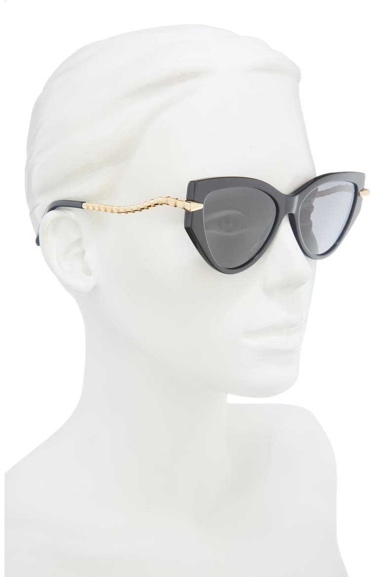 Serpenti Viper Cat Eye Sunglasses, Alternate, color, SHINY BLACK / SMOKE