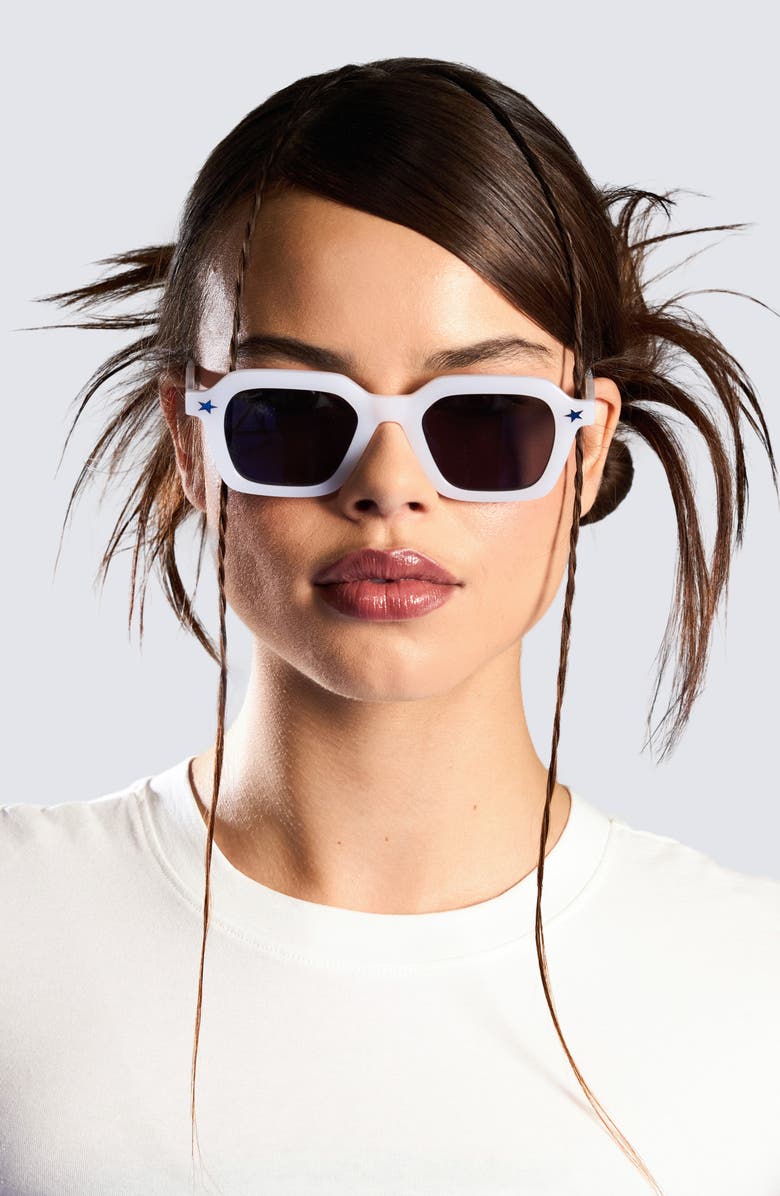 PLEASURES x Akila Era 46mm Small Rectangular Sunglasses, Alternate, color, Milk