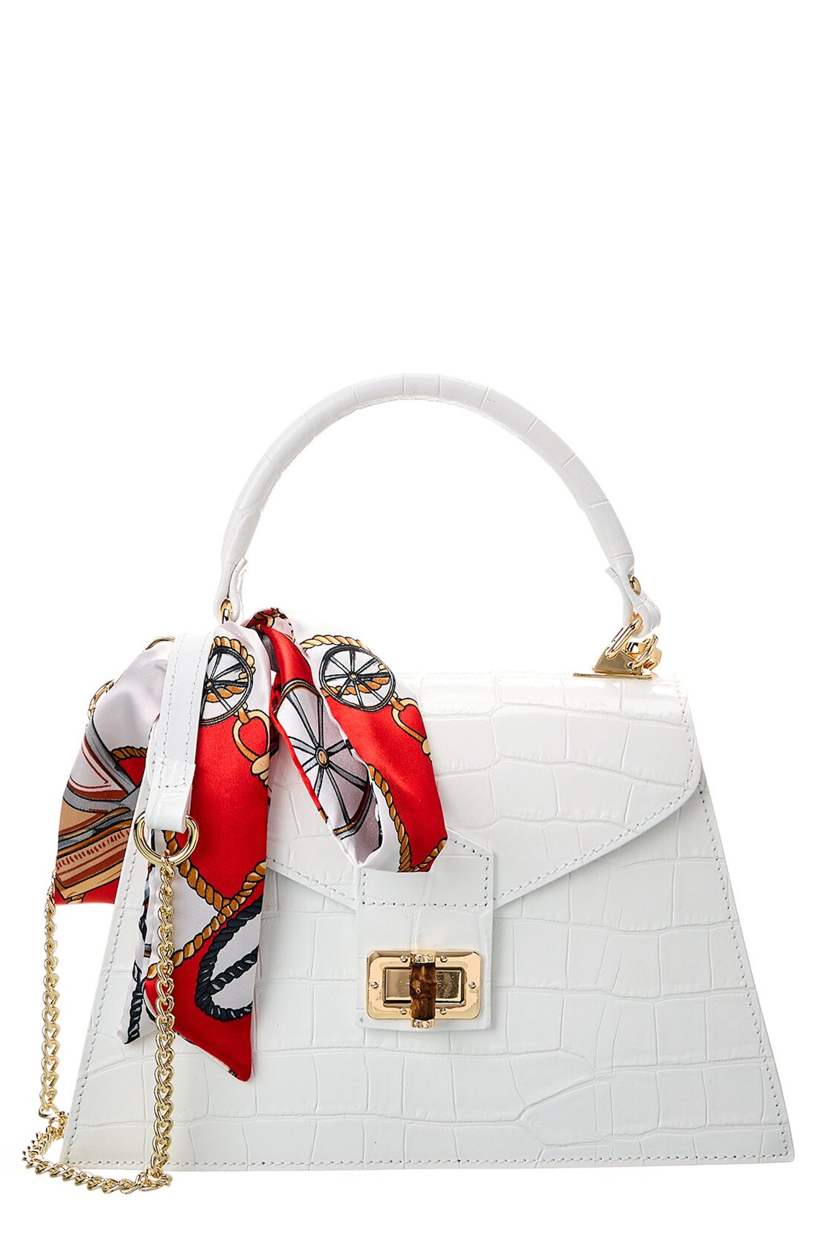 Persaman New York Marta Croc Embossed Satchel with Scarf