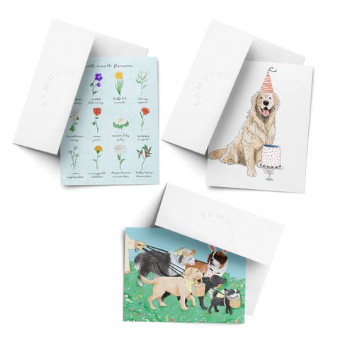 Easter Assorted Greeting Card Pack (3ct) "Easter Dogs, Golden Party, Birth Month Flowers"