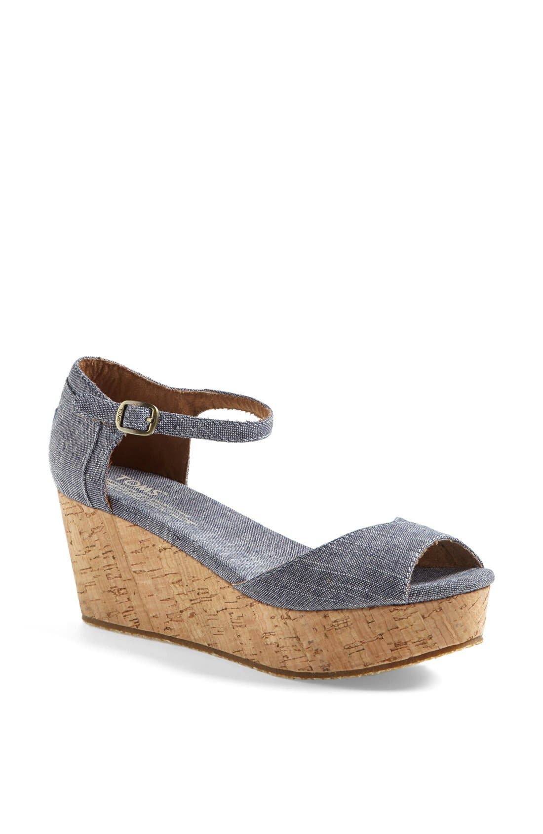 Platform Wedge Sandal, Main, color, DENIM