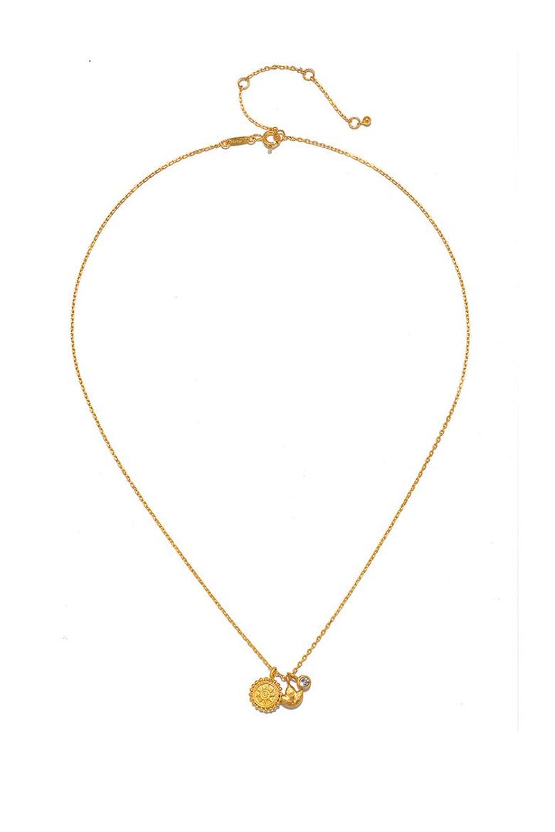 Enlightened Journey Mandala Lotus Charm Necklace, Alternate, color, Metallic Gold