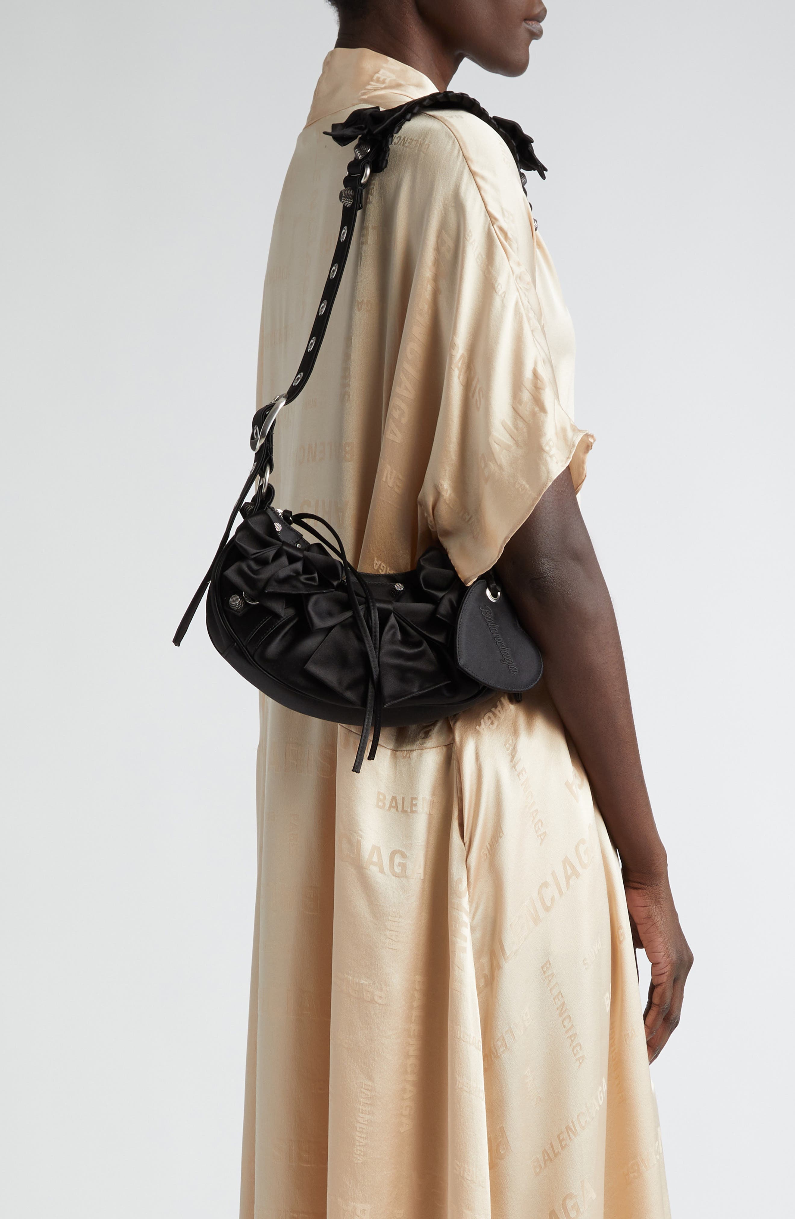 Balenciaga Extra Small Le Cagole Satin Shoulder Bag, Alternate, color, 