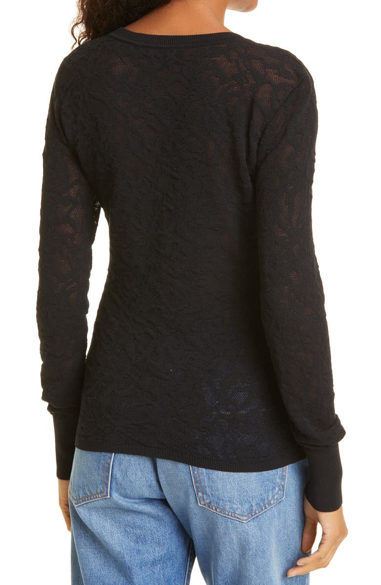 rag & bone Perry Long Sleeve Crewneck Cotton Blend Lace Top, Alternate, color,
