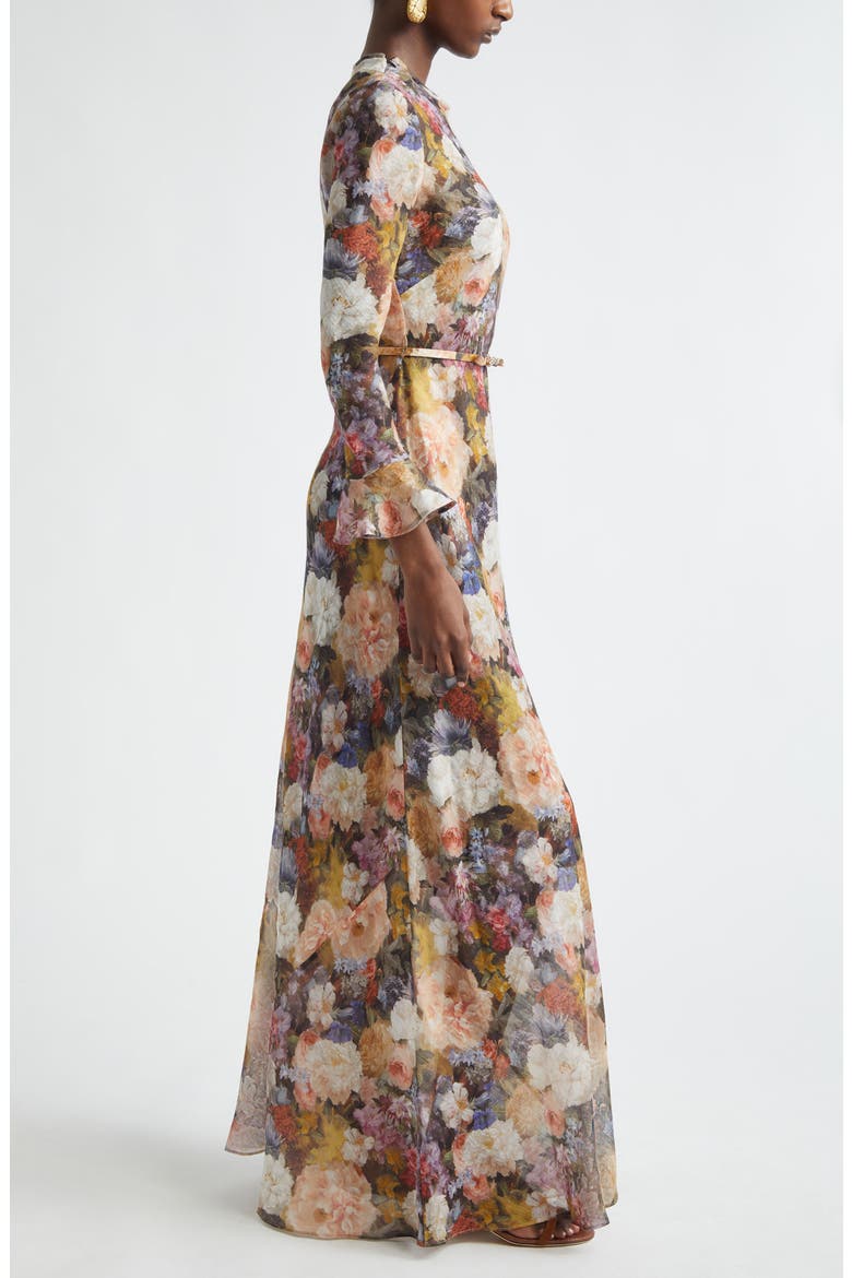 Alchemy Floral Long Sleeve Linen & Silk Maxi Dress, Alternate, color, ROSETTE