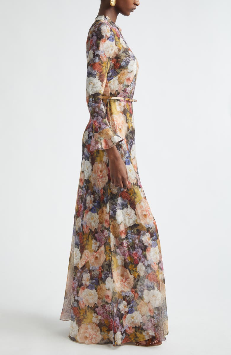 Zimmermann Alchemy Floral Long Sleeve Linen & Silk Maxi Dress, Alternate, color, Rosette