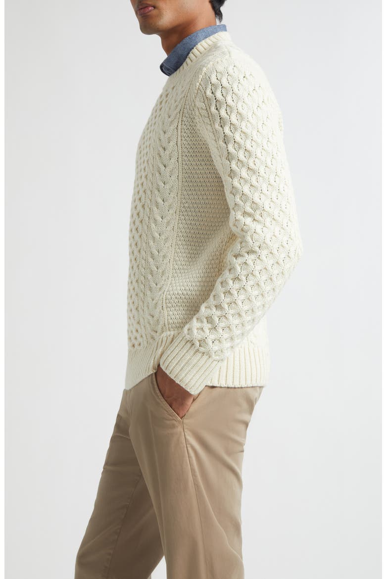 Cable Knit Merino Wool Sweater, Alternate, color, ECRU