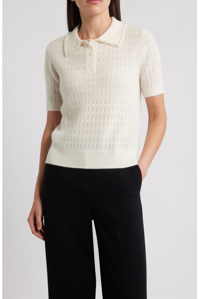 The Stevie Cashmere Polo Sweater, Main, color, VANILLA