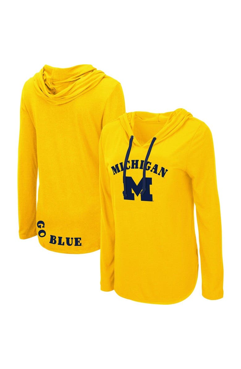 COLOSSEUM Women's Colosseum Maize Michigan Wolverines My Lover Lightweight Hooded Long Sleeve T-Shirt, Main, color, Maize