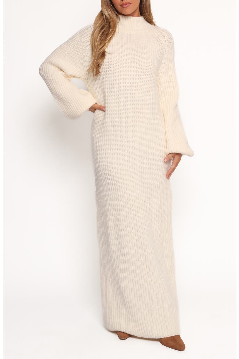 Tobin Mock Neck Long Sleeve Maxi Sweater Dress, Main, color, CREAM