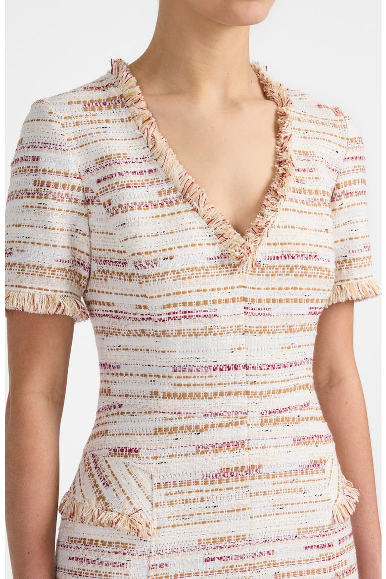 Adelle Midi A-Line Dress in Modern Tweed, Alternate, color, Chai