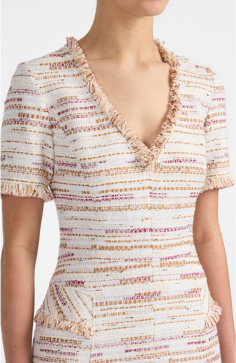 Santorelli Adelle Midi A-Line Dress in Modern Tweed, Alternate, color, Chai