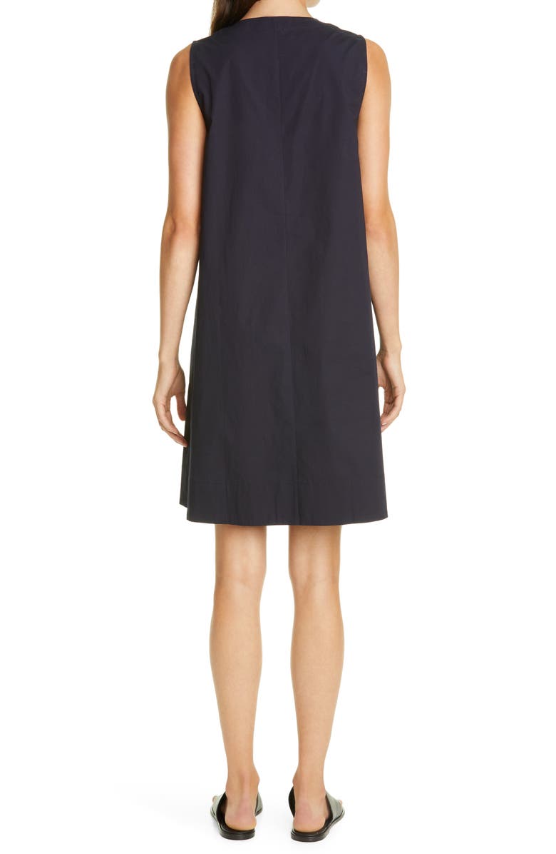 Eileen Fisher Zip Neck Stretch Organic Cotton Dress, Alternate, color,