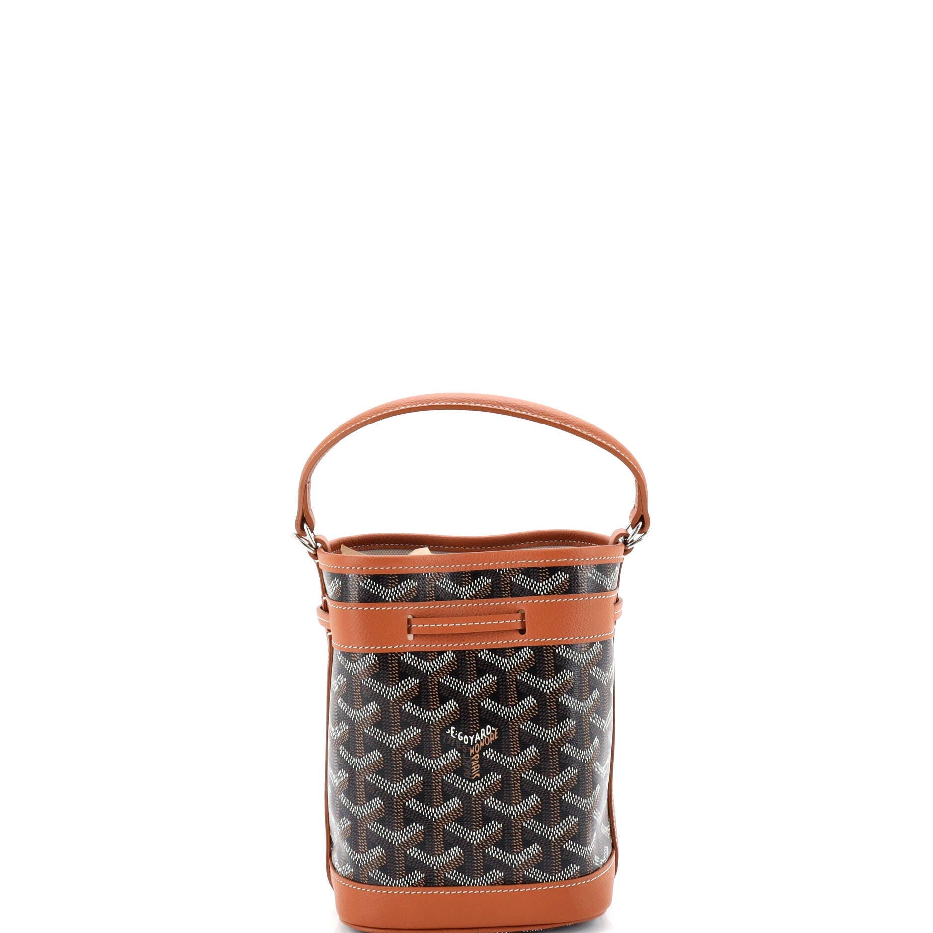 Pre-Owned Goyard Petit Flot Bucket Bag Coated Canvas Mini, Alternate, color, Brown