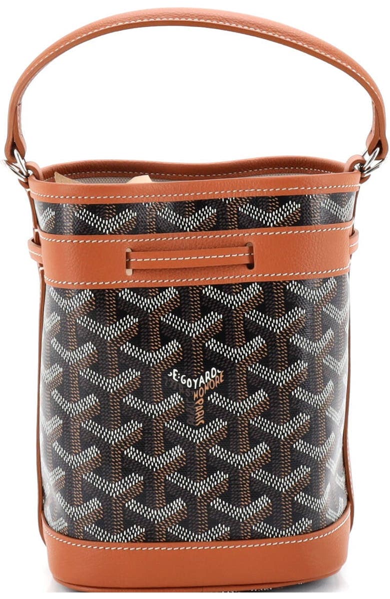 Pre-Owned Goyard Petit Flot Bucket Bag Coated Canvas Mini, Alternate, color, Brown