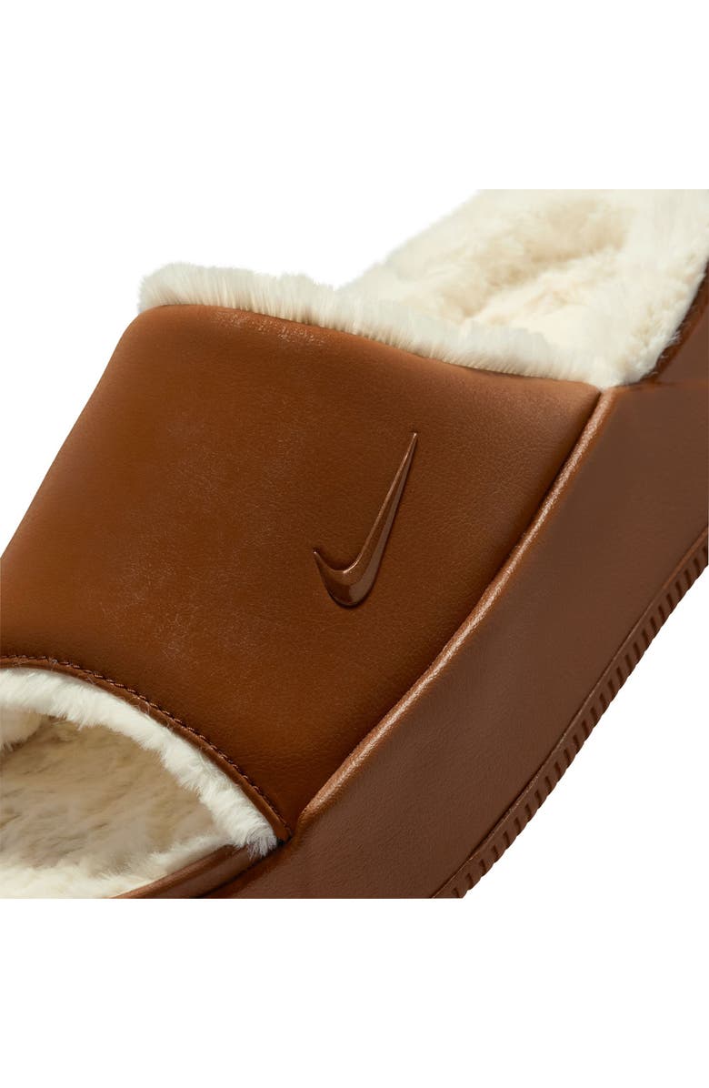 Nike Calm Elevation Faux Fur Lined Platform Slide, Alternate, color, Light Tan/ British Tan