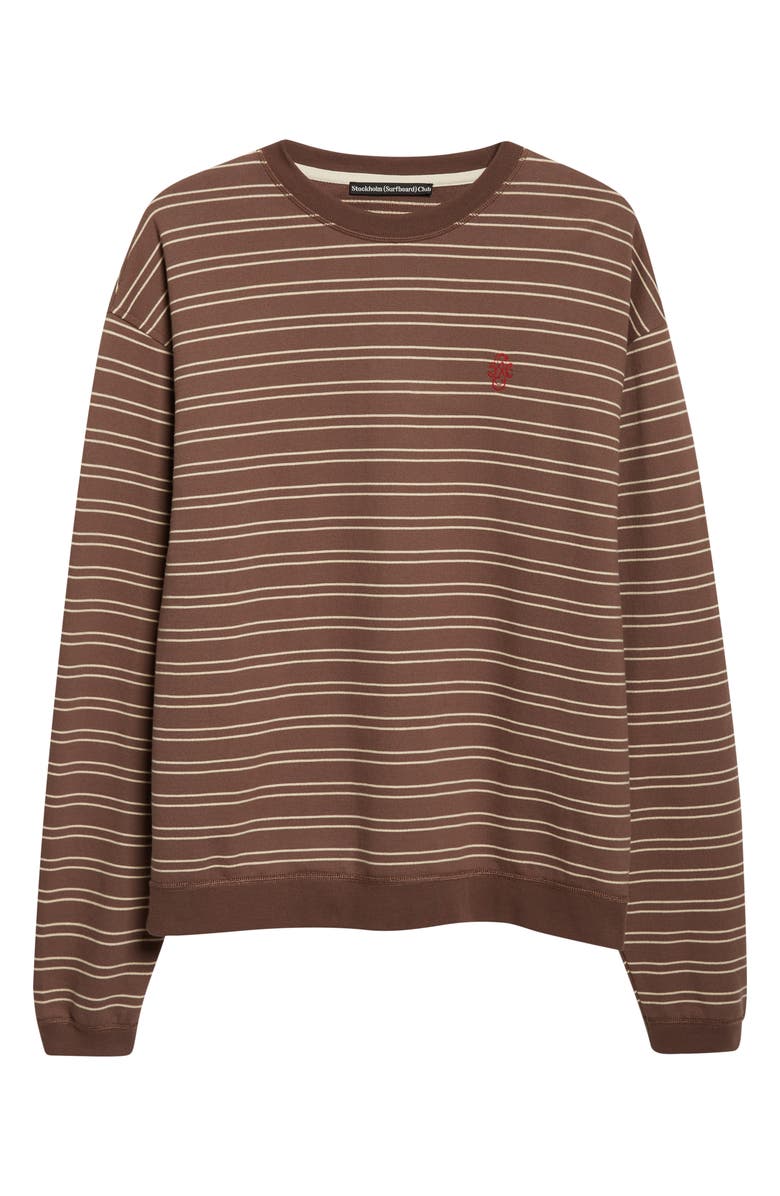 STOCKHOLM SURFBOARD CLUB Benny Stripe Long Sleeve Organic Cotton T-Shirt, Alternate, color, Brown Stripe
