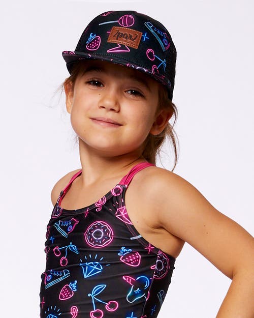 Deux Par Deux Baby Girl's Printed Cap Black And Blue And Pink Items In Black And Blue And Pink Items