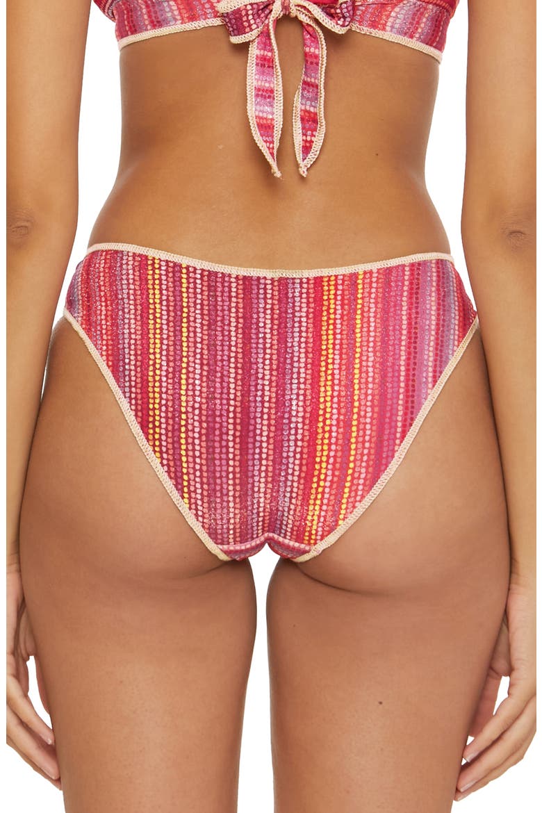 Rainbow Sunset Stripe Hipster Bikini Bottoms, Alternate, color, PINK MULTI