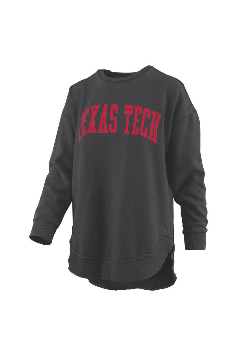 Women's Pressbox  Black Texas Tech Red Raiders Melange Poncho Vintage Fleece Long Sleeve Pullover Sweatshirt, Alternate, color, Black